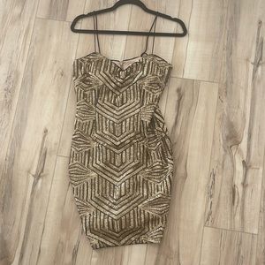Aidan Mattox gold sequin dress